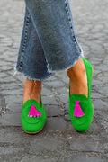 Isabela | Loafer Verdi Con Frange Fuchsia